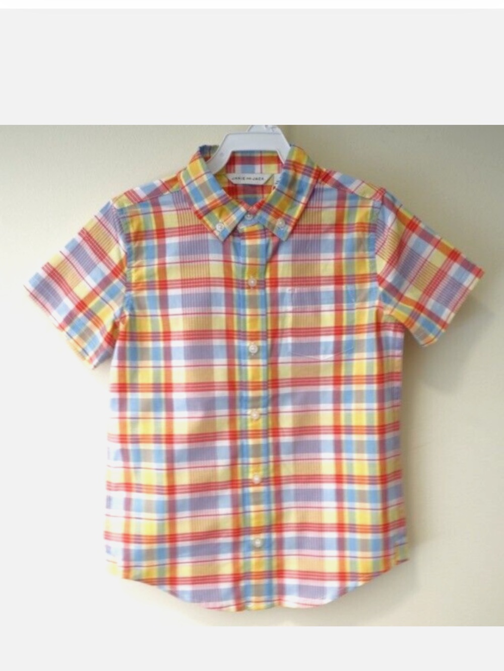Janie and jack Colorful Plaid Short Sleeve Button-Up Shirt